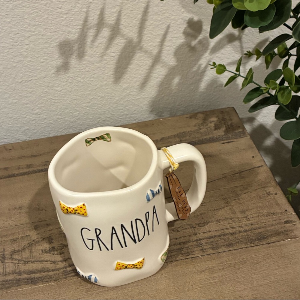 Rae Dunn GRANDPA colorful bow-ties coffee mug.